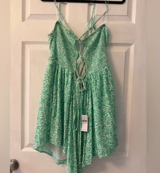 American Eagle Mint Green & White Floral Back-Tie Romper - NWT Size XXL - Picture 3 of 6